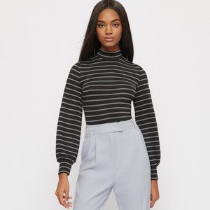 Striped Mock Neck Top